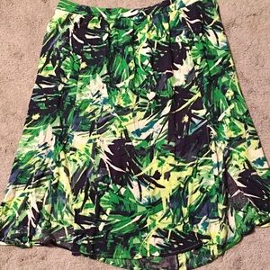 LOFT Tropical Palm Midi Skirt Size 16